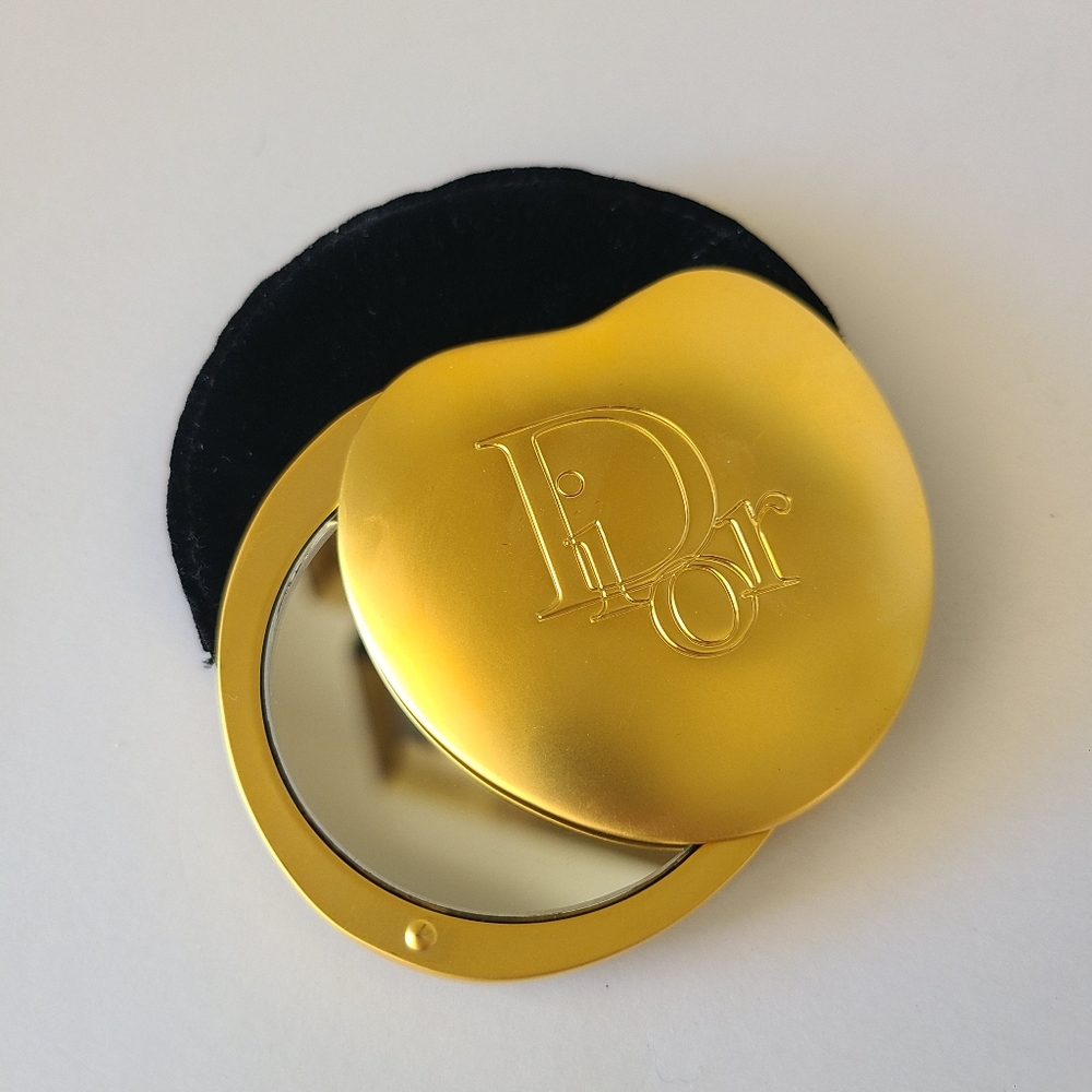 Dior Vintage Gold Compact Mirror With Dustbag Makeup Mirror